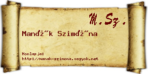 Manák Szimóna névjegykártya